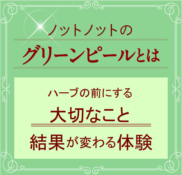ノットノットのグリーンピールとは ハーブの前にする大切なこと結果が変わる体験